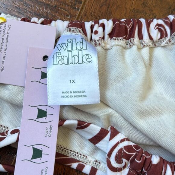 NWT Wild Fable 1X (17-18) Side Tie Brown Swirl Floral Pattern Bikini Swim Bottom - Picture 9 of 9